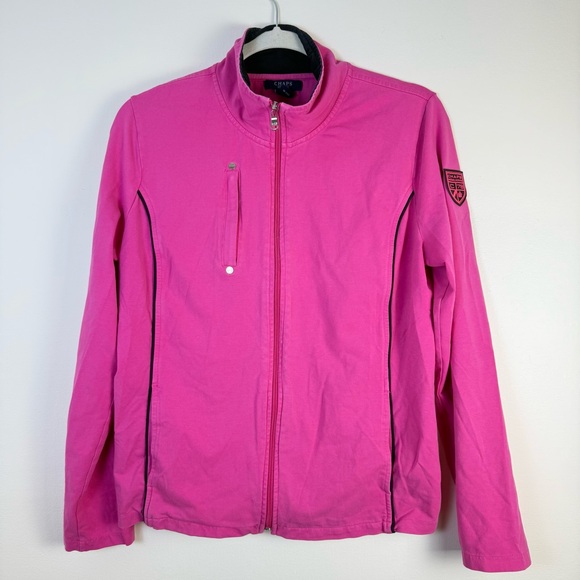 Chaps Jackets & Blazers - CHAPS Womens Vibrant Pink Jacket sz Large Cotton Soft Stretch Casual Preppy‎